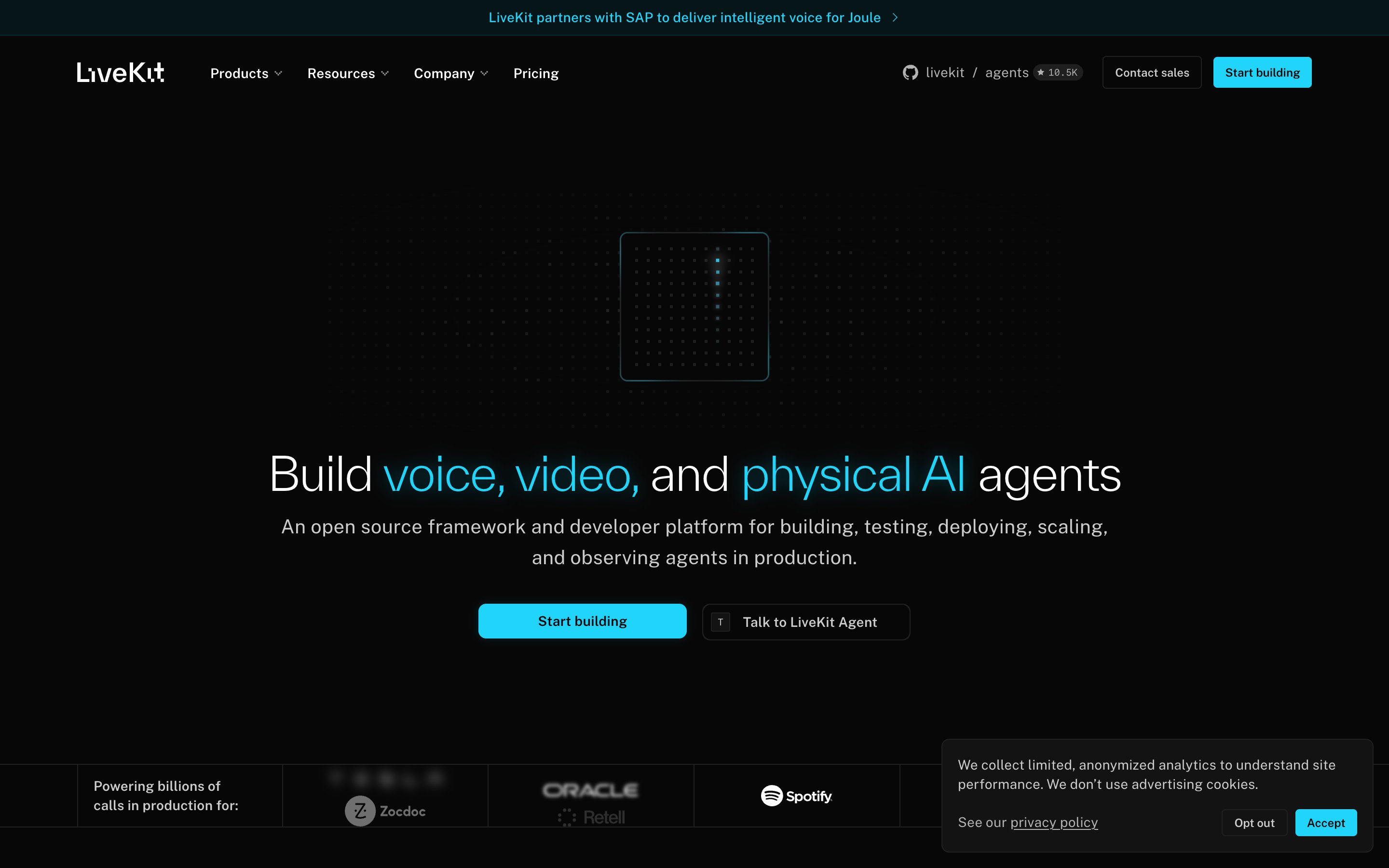 Screenshot of livekit.com captured for this review